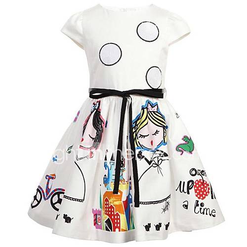 Peuter Meisjes Bloemen Strand Print Mouwloos Katoen Jurk Wit huismerk kopen in de aanbieding