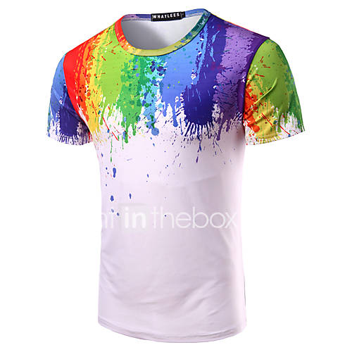Heren Print T Shirt Katoen Regenboog Ronde Hals L Korte Mouw Zomer huismerk kopen in de aanbieding