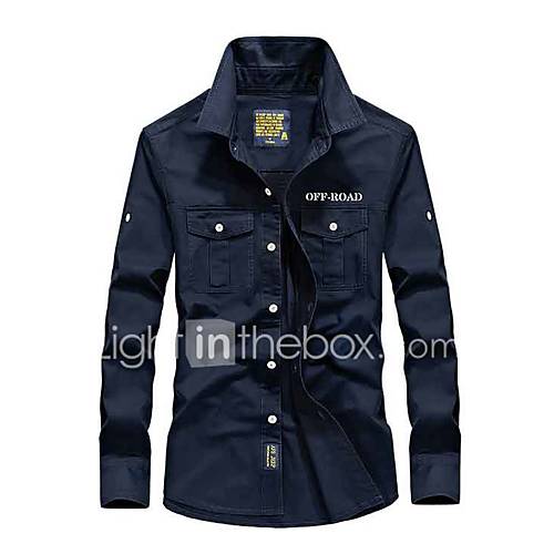 Heren Overhemd Effen Klassieke Boord Leger Groen Xxl Lange Mouw Lente Herfst huismerk kopen in de aanbieding