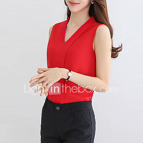 Dames Verfijnd Blouse Werk Effen V Hals Wit huismerk kopen in de aanbieding