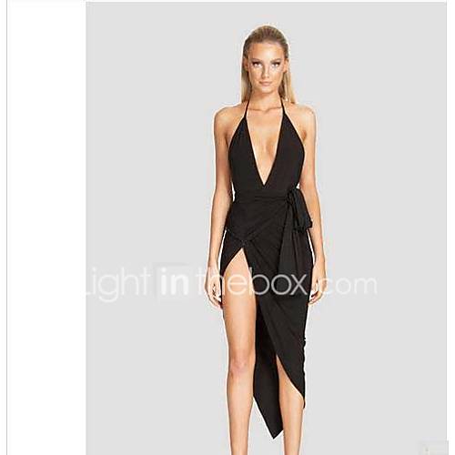 Dames Feest Verfijnd Bodycon Jurk Effen Split Bandje huismerk kopen in de aanbieding