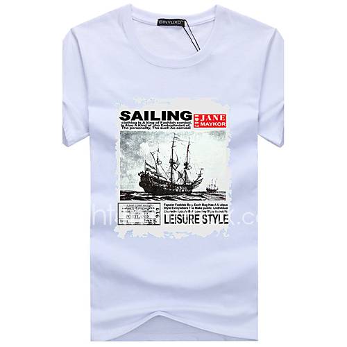 Heren Gat Print Grote Maten T Shirt Katoen Ronde Hals Grijs Xxxl Korte Mouw Zomer huismerk kopen in de aanbieding