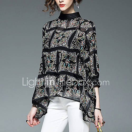 Dames Print Blouse Grafisch Opstaand Zwart huismerk kopen in de aanbieding Dames Print Blouse Grafisch Opstaand Zwart huismerk kopen in de aanbieding