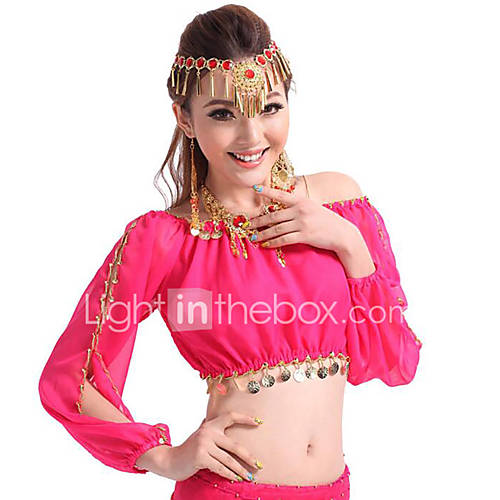 Buikdans Tops Dames Prestatie Chiffon Pailletten Lange Mouw Top huismerk kopen in de aanbieding