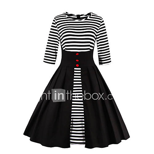 Dames Grote Maten Feest Uitgaan Vintage Vlindermouw Katoen Wijd Uitlopend Jurk Gestreept Geplooid Tot De Knie huismerk kopen in de aanbieding Dames Grote Maten Feest Uitgaan Vintage Vlindermouw Katoen Wijd Uitlopend Jurk Gestreept Geplooid Tot De Knie huismerk kopen in de aanbieding