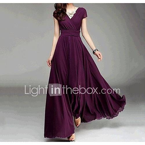 Dames Feest Uitgaan Verfijnd Jurk Effen V Hals Maxi huismerk kopen in de aanbieding