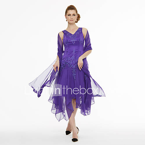 A Lijn V Hals Asymmetrisch Chiffon Satijn Bruidsmoederjurken Met Kralen Plooien Door Lan Ting Bride huismerk kopen in de aanbieding A Lijn V Hals Asymmetrisch Chiffon Satijn Bruidsmoederjurken Met Kralen Plooien Door Lan Ting Bride huismerk kopen in de aanbieding
