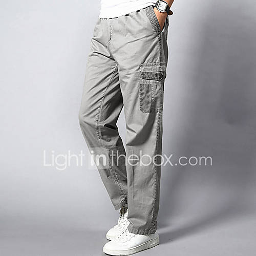 Heren Actief Grote Maten Katoen Ruimvallend Recht Joggingbroeken Ladingbroek Broek Effen Grijs Weekend huismerk kopen in de aanbieding