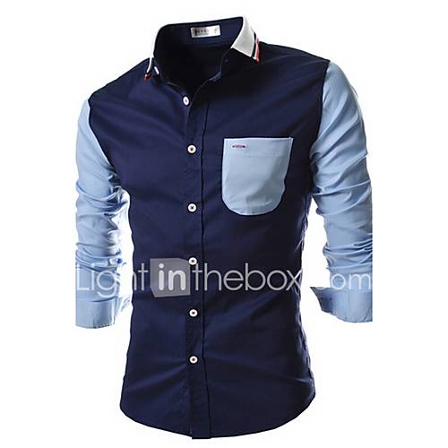 Heren Overhemd Katoen Kleurenblok Pied De Poule Slank Wit Xl Lange Mouw huismerk kopen in de aanbieding