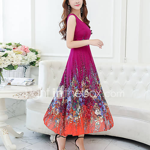 Dames Grote Maten Feestdagen Chiffon Wijd Uitlopend Jurk Bloemen Print V Hals Midi huismerk kopen in de aanbieding Dames Grote Maten Feestdagen Chiffon Wijd Uitlopend Jurk Bloemen Print V Hals Midi huismerk kopen in de aanbieding