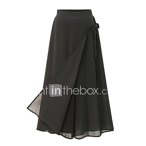 Dames Street Chic Grote Maten Ruimvallend Culotte Ruim Broek Effen Strik Zwart huismerk kopen in de aanbieding