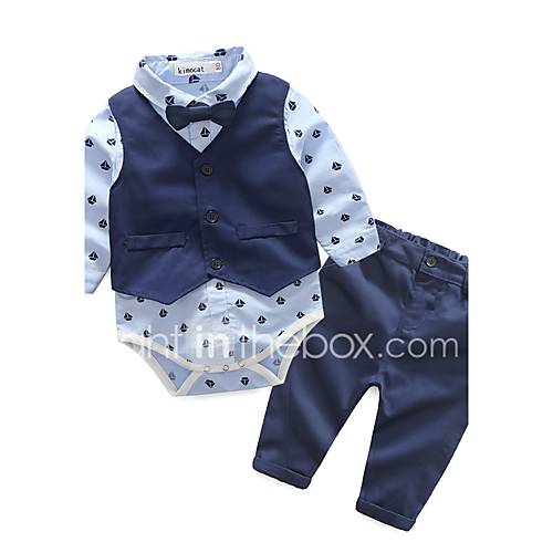 Peuter Jongens Nette Kleding Geometrisch Lange Mouw Lang Katoen Kledingset Blauw huismerk kopen in de aanbieding