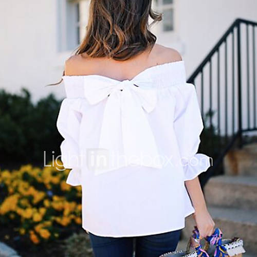 Dames Verfijnd Blouse Uitgaan Werk Effen Boothals Blauw M Sexy huismerk kopen in de aanbieding Dames Verfijnd Blouse Uitgaan Werk Effen Boothals Blauw M Sexy huismerk kopen in de aanbieding