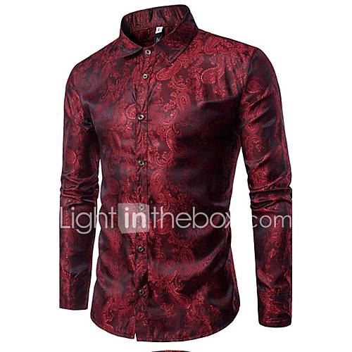 Heren Luxe Jacquard Overhemd Katoen Effen Klassieke Boord Slank Paars Us36 Lange Mouw huismerk kopen in de aanbieding