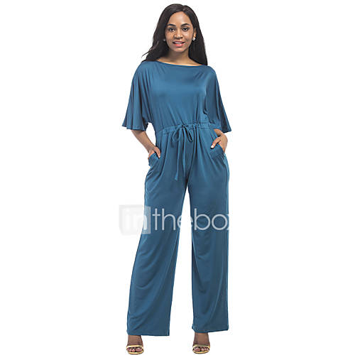 Dames Grote Maten Dagelijks Marineblauw Paars Leger Groen Breedbeen Jumpsuit Effen Vleermuismouw Xl Xxl Xxxl Hoge Taille Halve Mouw Zomer huismerk kopen in de aanbieding Dames Grote Maten Dagelijks Marineblauw Paars Leger Groen Breedbeen Jumpsuit Effen Vleermuismouw Xl Xxl Xxxl Hoge Taille Halve Mouw Zomer huismerk kopen in de aanbieding