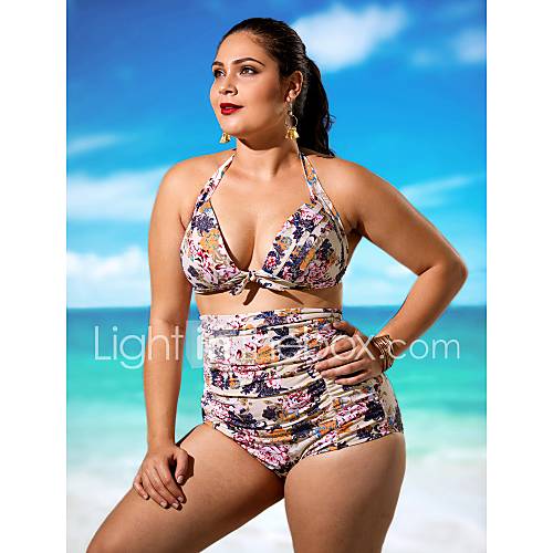 Dames Hoge Taille Grote Maten Vintage Halter Wit Zwart Wijn Bikini Zwemkleding Bloemen Print huismerk kopen in de aanbieding Dames Hoge Taille Grote Maten Vintage Halter Wit Zwart Wijn Bikini Zwemkleding Bloemen Print huismerk kopen in de aanbieding