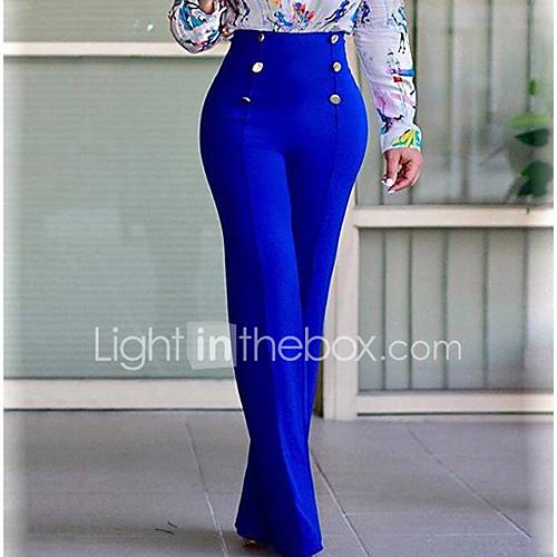 Dames Street Chic Grote Maten Bootcut Chinos Zwaar Katoen Broek Effen Zwart Werk huismerk kopen in de aanbieding