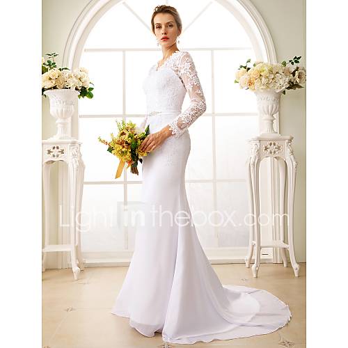 Trompet Zeemeermin V Hals Hofsleep Chiffon Bloemen En Kant Op Maat Gemaakte Trouwjurken Met Appliques Sjerp Lint Door Lan Ting Bride Illusie Doorzichtig Prachtige Rug huismerk kopen in de aanbieding Trompet Zeemeermin V Hals Hofsleep Chiffon Bloemen En Kant Op Maat Gemaakte Trouwjurken Met Appliques Sjerp Lint Door Lan Ting Bride Illusie Doorzichtig Prachtige Rug huismerk kopen in de aanbieding