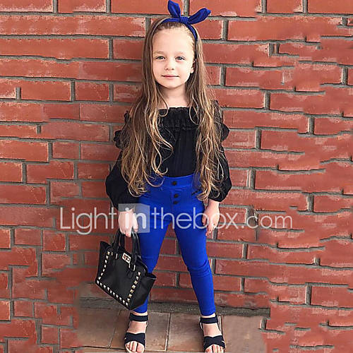 Peuter Meisjes Effen Lange Mouw Normaal Katoen Kledingset Zwart huismerk kopen in de aanbieding