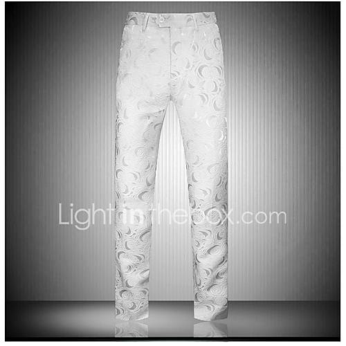 Heren Standaard Recht Chinos Zwaar Katoen Bedrijf Broek Geometrisch Wit Lente Herfst huismerk kopen in de aanbieding