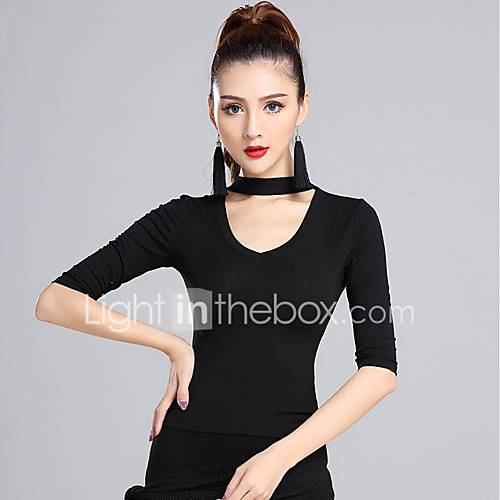 Latin Dans Tops Dames Opleiding Katoen Modaal Halve Mouw Natuurlijk Top huismerk kopen in de aanbieding