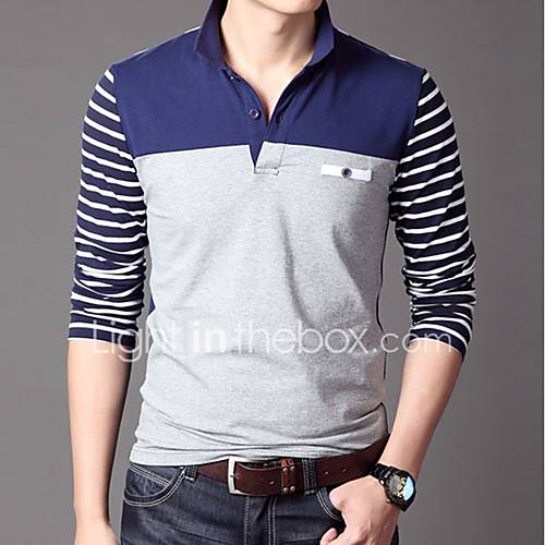 Heren Polo Katoen Werk Effen Overhemdkraag Wit Xl Lange Mouw Herfst Winter huismerk kopen in de aanbieding