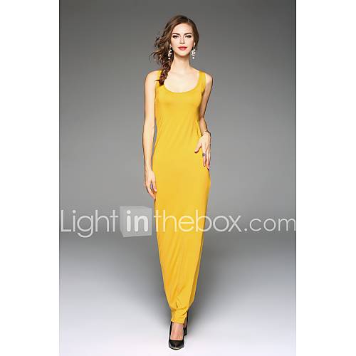 Dames Slank Ruimvallend Jurk Effen Maxi huismerk kopen in de aanbieding