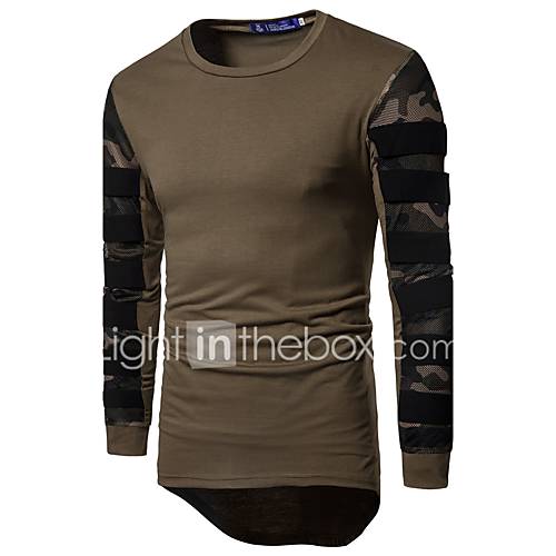 Heren Actief T Shirt Sport Camouflage Ronde Hals Slank Zwart Xl Lange Mouw huismerk kopen in de aanbieding
