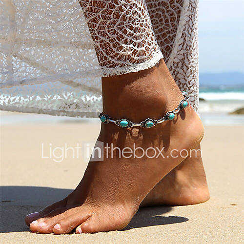 Dames Turkoois Bohemien Enkelring Sieraden Zilver Voor Causaal Uitgaan huismerk kopen in de aanbieding