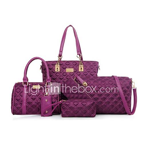 Dames Tassen Nylon Zak Set Rits Geometrisch Zwart Blozend Roze Paars huismerk kopen in de aanbieding