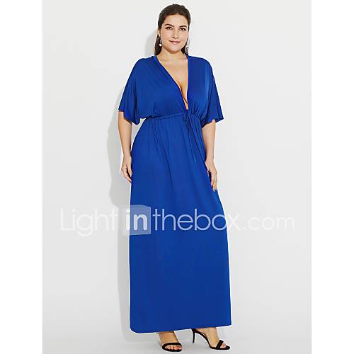 Dames Grote Maten Schede Jurk Effen Met Ruches Diepe V Hals Maxi Blauw huismerk kopen in de aanbieding Dames Grote Maten Schede Jurk Effen Met Ruches Diepe V Hals Maxi Blauw huismerk kopen in de aanbieding