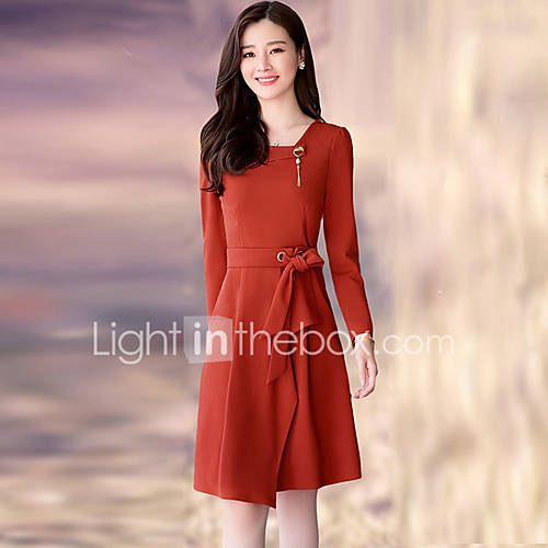 Dames Uitgaan Street Chic Schede Jurk Effen Tot De Knie huismerk kopen in de aanbieding