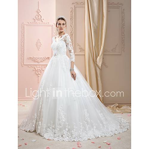 Baljurk V Hals Hofsleep Lace Over Tulle Op Maat Gemaakte Trouwjurken Met Appliques Kristaldetails Door Lan Ting Bride Illusie Open Rug huismerk kopen in de aanbieding Baljurk V Hals Hofsleep Lace Over Tulle Op Maat Gemaakte Trouwjurken Met Appliques Kristaldetails Door Lan Ting Bride Illusie Open Rug huismerk kopen in de aanbieding