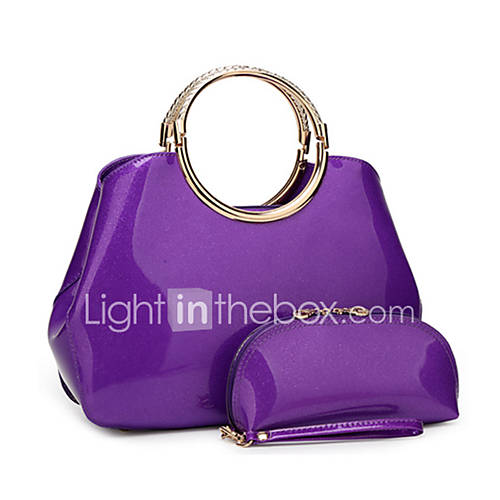 Dames Tassen Lakleer Zak Set 2 Stuks Purse Rits Paars Fuchsia Wijn huismerk kopen in de aanbieding