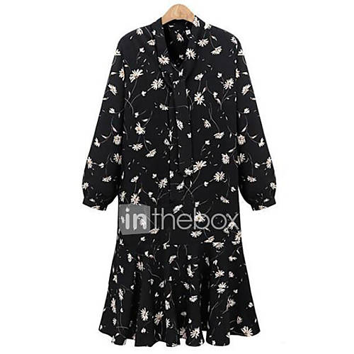 Dames Grote Maten Ruimvallend Jurk Bloemen V Hals Midi huismerk kopen in de aanbieding