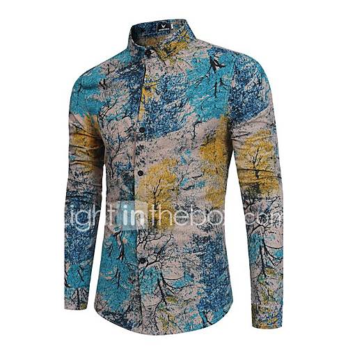 Heren Boho Chinoiserie Print Overhemd Katoen Linnen Feest Grafisch Klassieke Boord Slank Blauw Xl Lange Mouw huismerk kopen in de aanbieding Heren Boho Chinoiserie Print Overhemd Katoen Linnen Feest Grafisch Klassieke Boord Slank Blauw Xl Lange Mouw huismerk kopen in de aanbieding