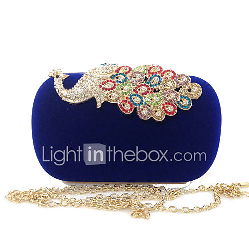 Dames Tassen Fluweel Avondtasje Knopen Kristaldetails Paars Fuchsia Marine Blauw huismerk kopen in de aanbieding