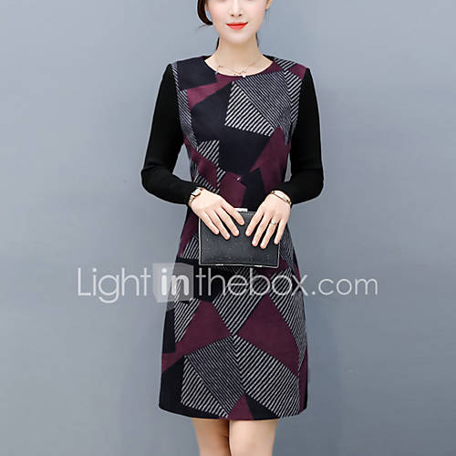 Dames Werk Street Chic Slank Schede Jurk Kleurenblok Boven De Knie huismerk kopen in de aanbieding