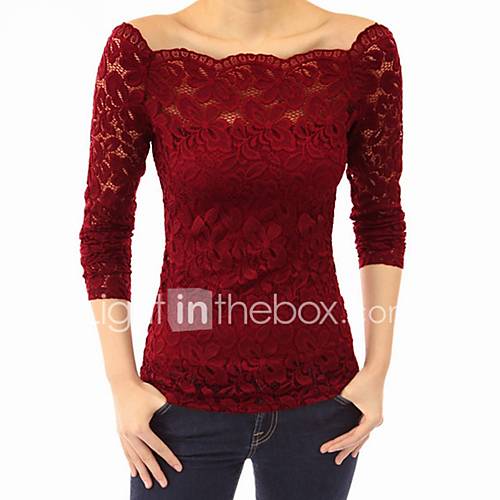 Dames T Shirt Effen Schouderafhangend Wit Xxxl Kant huismerk kopen in de aanbieding