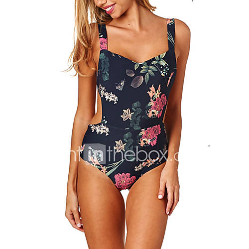 Dames Bloemen Boho Verfijnd Zwart Eendelig Zwemkleding Kleurenblok Print M L Xl Sexy huismerk kopen in de aanbieding