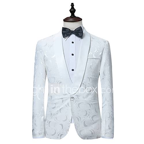 Heren Feest Casual Dagelijks Herfst Winter Normaal Blazer Jacquard Overhemdkraag Lange Mouw Katoen Print Wit M L Xl huismerk kopen in de aanbieding Heren Feest Casual Dagelijks Herfst Winter Normaal Blazer Jacquard Overhemdkraag Lange Mouw Katoen Print Wit M L Xl huismerk kopen in de aanbieding