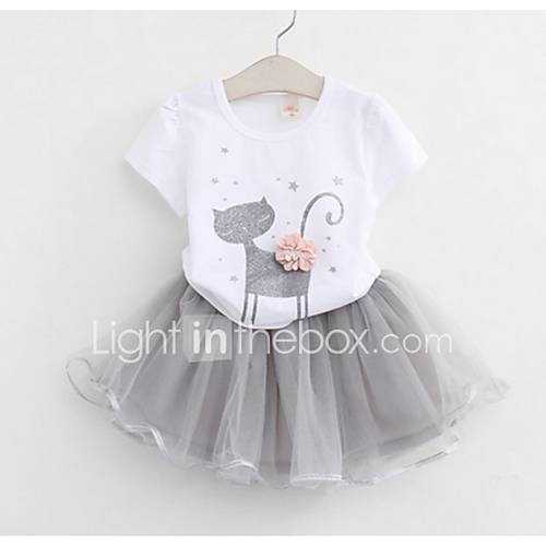 Meisjes Street Chic Effen Halve Mouw Polyester Kledingset Wit huismerk kopen in de aanbieding