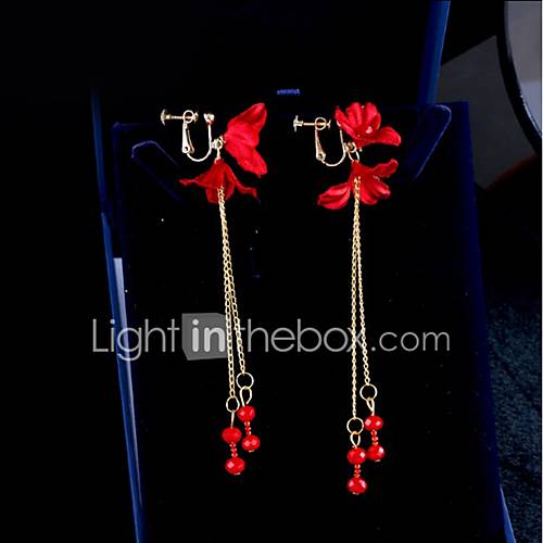 Dames Clip Oorbellen Bloem Koreaans Sieraden Rood Voor Dagelijks Avond Feest huismerk kopen in de aanbieding
