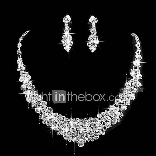 Dames Kubieke Zirkonia Sieraden Set Heel Simpel Omvatten Zilver Voor Bruiloft Feest huismerk kopen in de aanbieding
