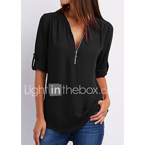 Dames Blouse Uitgaan Effen V Hals Wijn Xl Lente Zomer huismerk kopen in de aanbieding Dames Blouse Uitgaan Effen V Hals Wijn Xl Lente Zomer huismerk kopen in de aanbieding