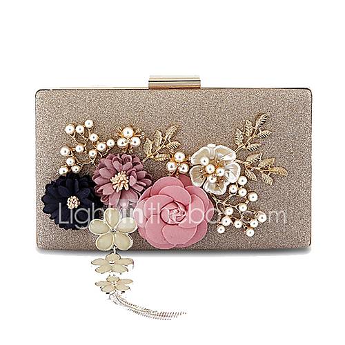 Dames Tassen Polyesteri Avondtasje Pareldetails Kwastje Bloem Champagne Blozend Roze huismerk kopen in de aanbieding