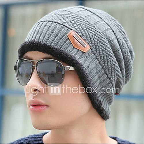 Heren Werk Gebreid Truieffen Floppy Hoed Winter Grijs huismerk kopen in de aanbieding