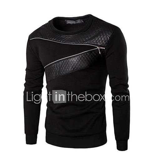 Heren T Shirt Katoen Effen Ronde Hals Slank Zwart Xxxl Lange Mouw huismerk kopen in de aanbieding