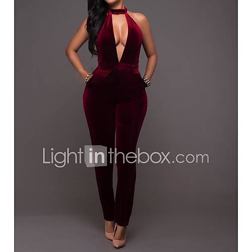 Dames Fluweel Blote Rug Feest Diepe V Hals Wijn Haak Jumpsuit Effen Sexy M L Xl Katoen Mouwloos Lente Zomer huismerk kopen in de aanbieding Dames Fluweel Blote Rug Feest Diepe V Hals Wijn Haak Jumpsuit Effen Sexy M L Xl Katoen Mouwloos Lente Zomer huismerk kopen in de aanbieding