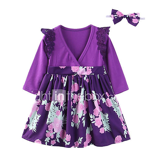 Peuter Meisjes Informeel Dagelijks Bloemen Patchwork Kant Cut Out Strik Lange Mouw Katoen Polyester Jurk Paars Schattig Print huismerk kopen in de aanbieding Peuter Meisjes Informeel Dagelijks Bloemen Patchwork Kant Cut Out Strik Lange Mouw Katoen Polyester Jurk Paars Schattig Print huismerk kopen in de aanbieding